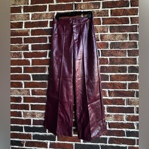 Soho Apparel Men's Faux Leather Wide-Leg Pants - Wine